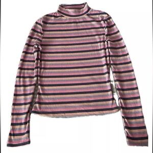 Pink Purple Colourful Striped Long Sleeve Shirt
